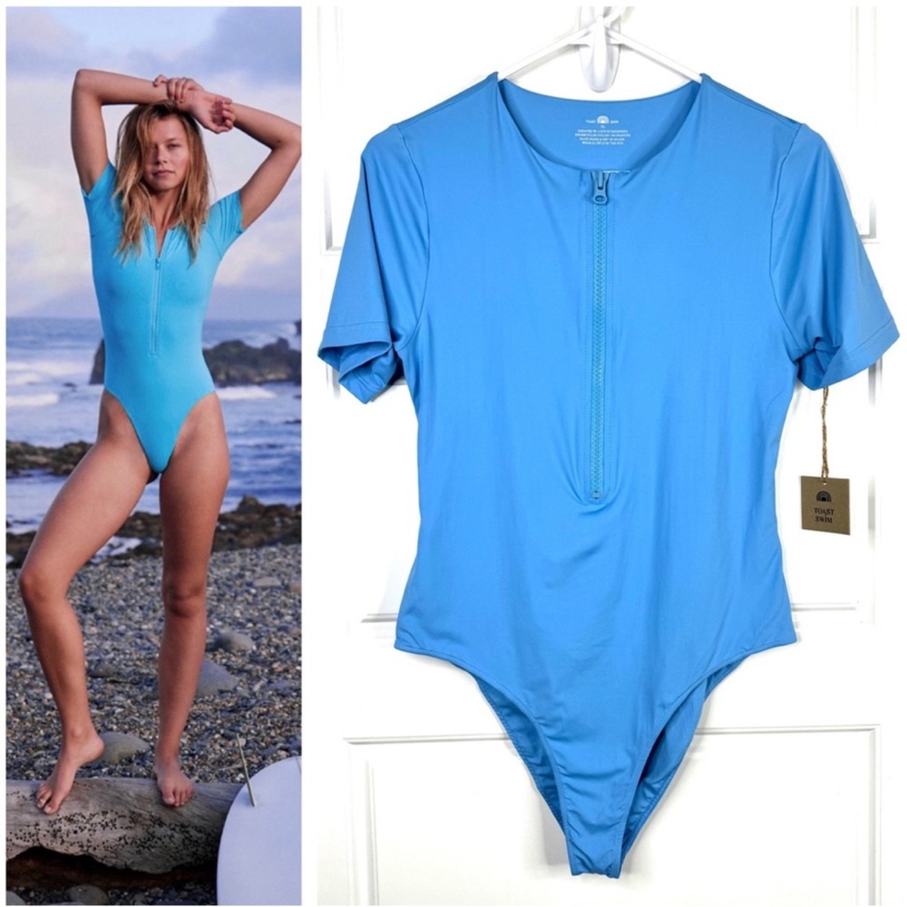 FREE PEOPLE Toast Swim Signature Surf Suit Sky Blue NEW Size XL